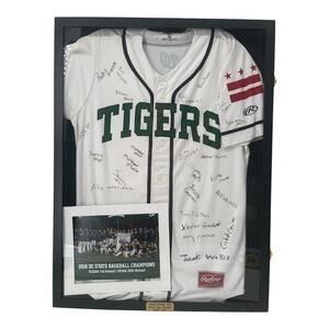 Framed Wilson Tigers baseball jersey signed 2018 DC State Champions